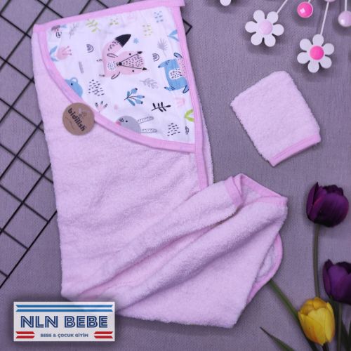 Kaponlu Bebe Havlusu - Pembe
